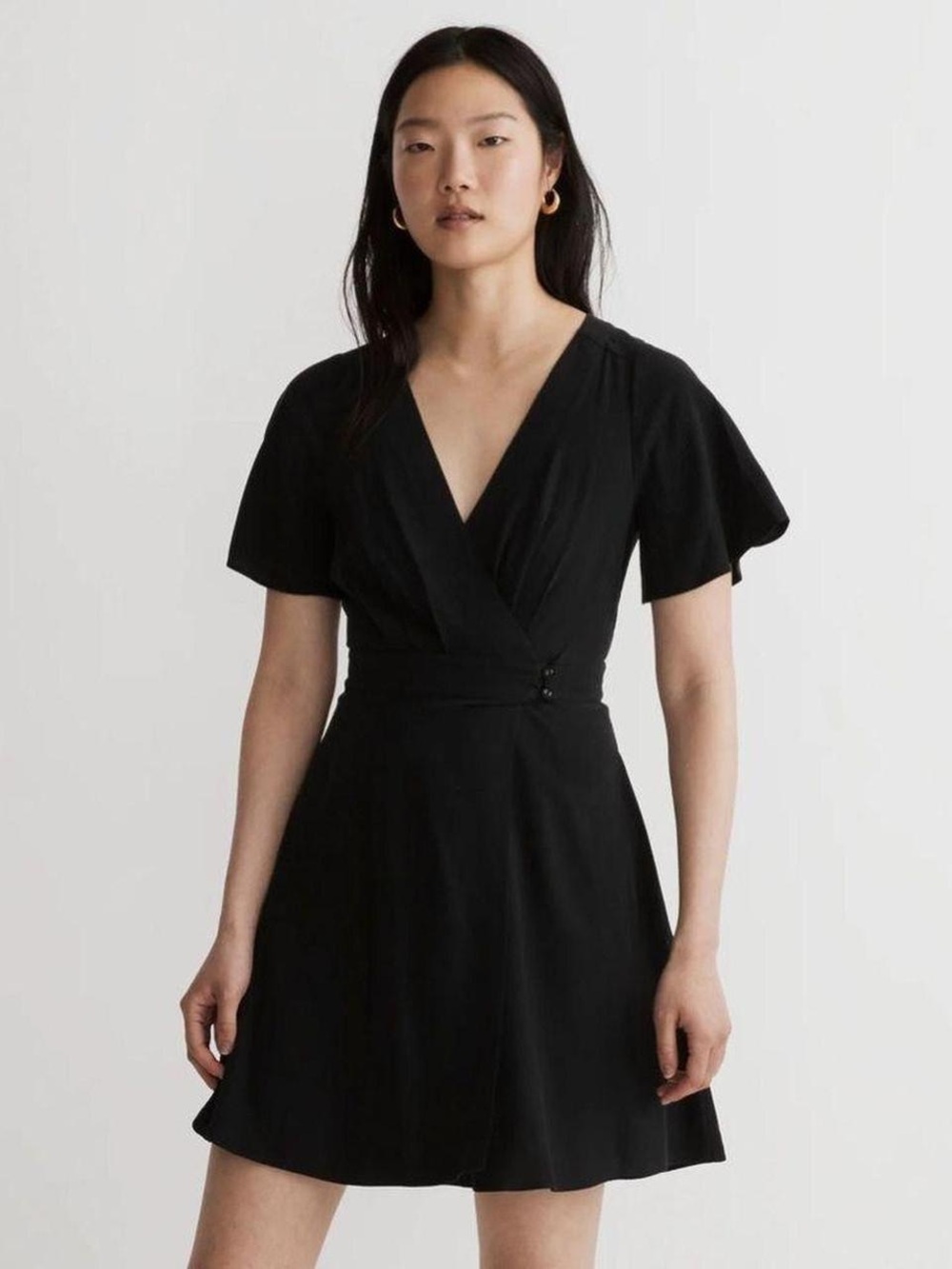 Madewell Wrap Mini Dress, Black, 14